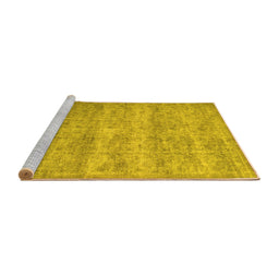 Sideview of Machine Washable Persian Yellow Traditional Rug, wshtr2144yw