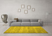 Machine Washable Persian Yellow Traditional Rug in a Living Room, wshtr2144yw