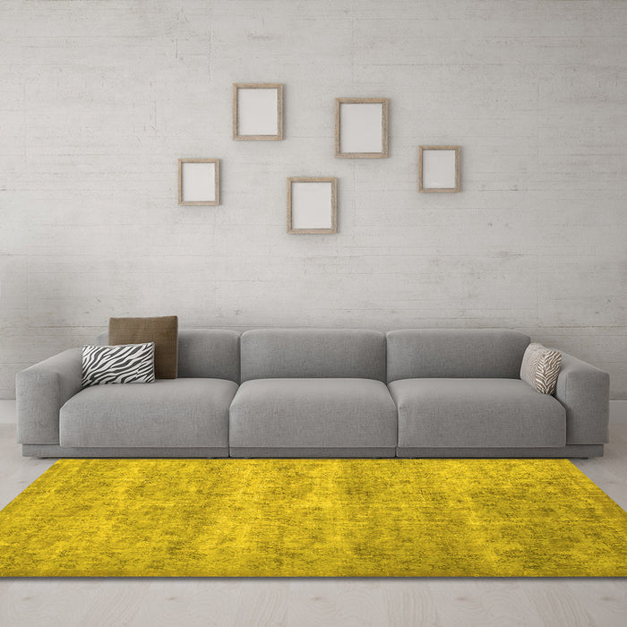Machine Washable Persian Yellow Traditional Rug in a Living Room, wshtr2144yw