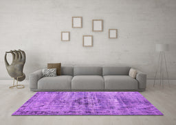 Machine Washable Persian Purple Traditional Area Rugs in a Living Room, wshtr2145pur