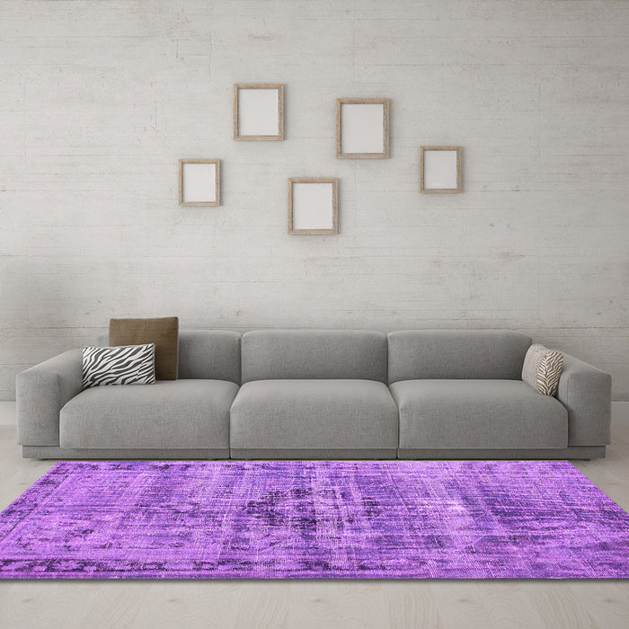 Machine Washable Persian Purple Traditional Area Rugs in a Living Room, wshtr2145pur