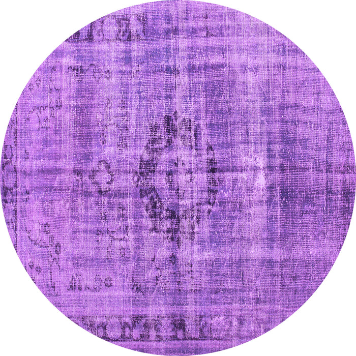 Round Machine Washable Persian Purple Traditional Area Rugs, wshtr2145pur