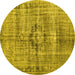 Round Machine Washable Persian Yellow Traditional Rug, wshtr2145yw