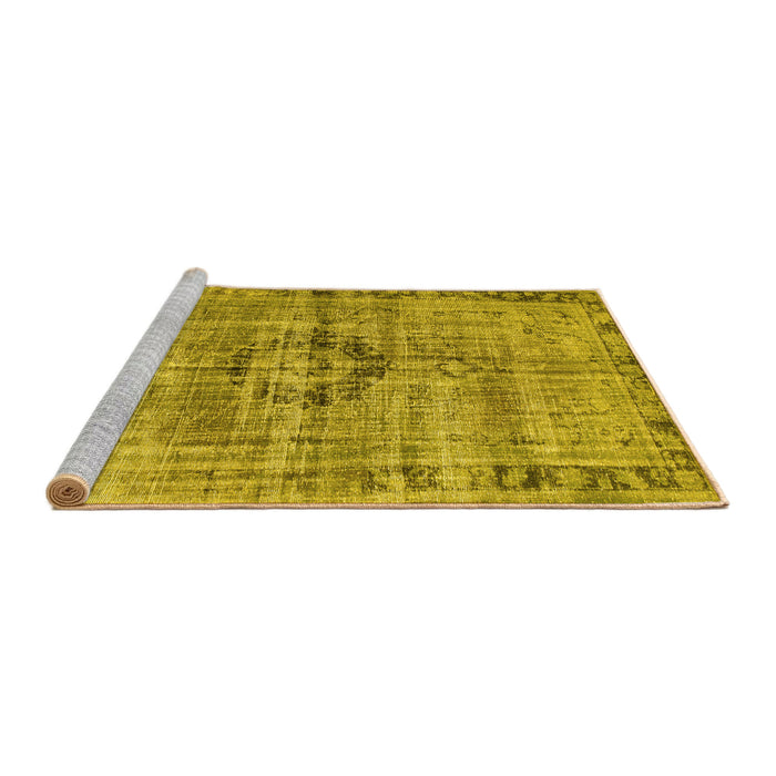 Sideview of Machine Washable Persian Yellow Traditional Rug, wshtr2145yw