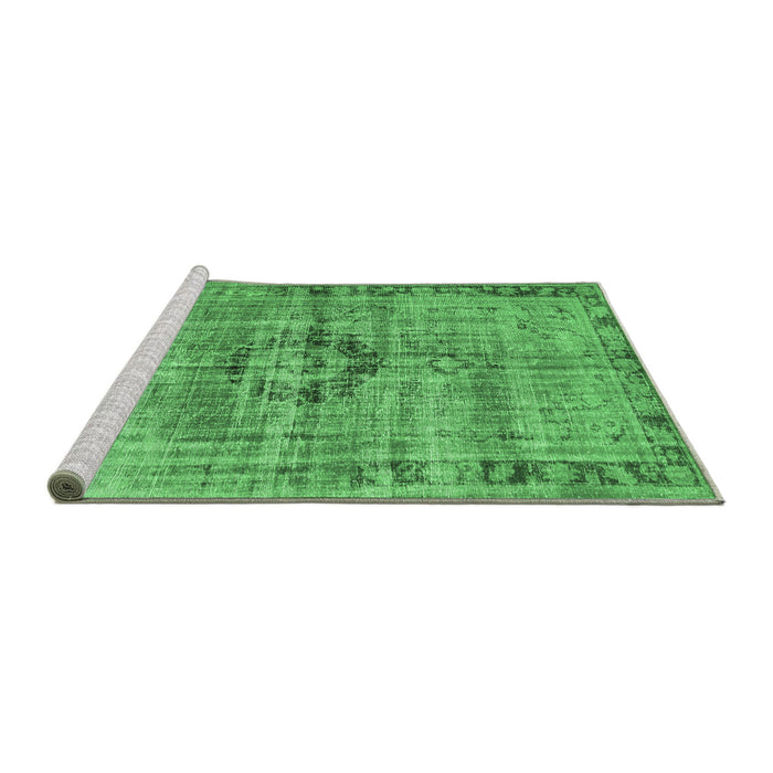 Sideview of Machine Washable Persian Emerald Green Traditional Area Rugs, wshtr2145emgrn