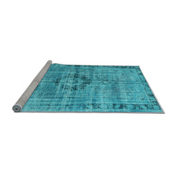 Sideview of Machine Washable Persian Light Blue Traditional Rug, wshtr2145lblu