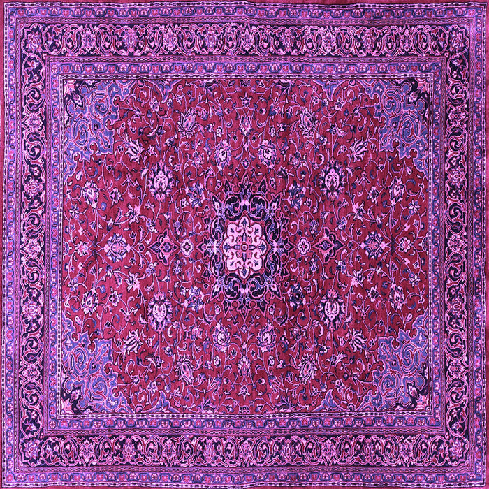 Square Machine Washable Medallion Purple Traditional Area Rugs, wshtr2146pur
