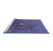 Sideview of Machine Washable Medallion Blue Traditional Rug, wshtr2146blu