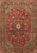 Machine Washable Medallion Brown Traditional Rug, wshtr2146brn