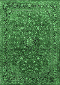 Medallion Emerald Green Traditional Rug, tr2146emgrn