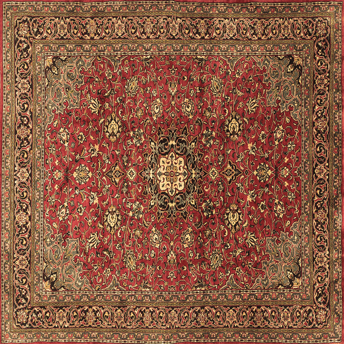 Square Machine Washable Medallion Brown Traditional Rug, wshtr2146brn