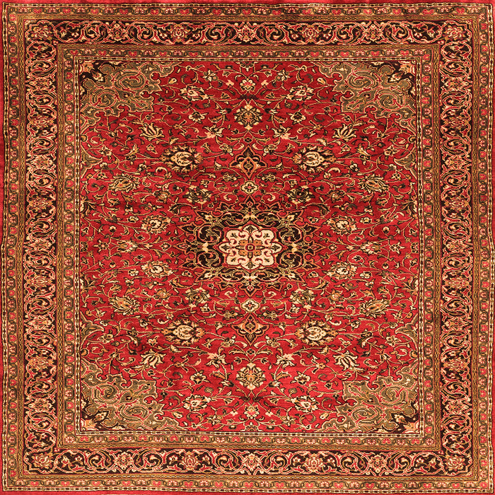 Serging Thickness of Medallion Orange Traditional Rug, tr2146org