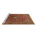 Sideview of Machine Washable Medallion Brown Traditional Rug, wshtr2146brn