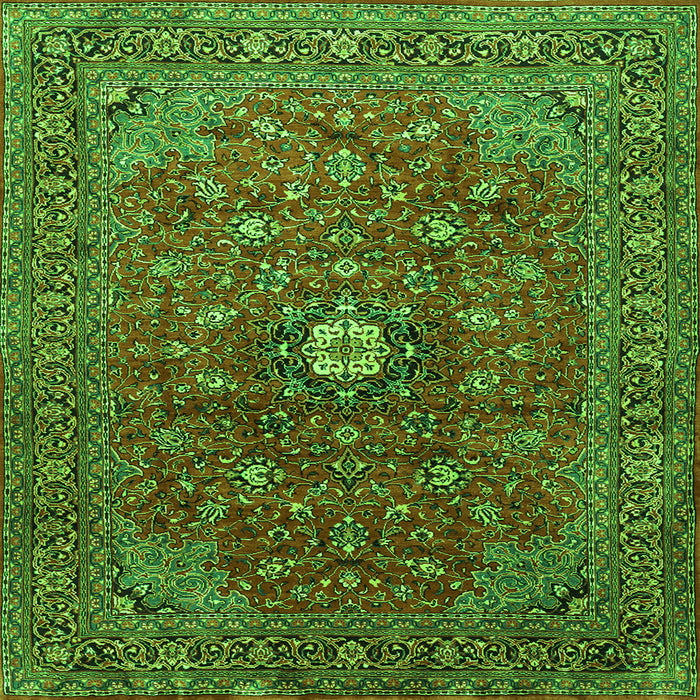 Serging Thickness of Medallion Green Traditional Rug, tr2146grn