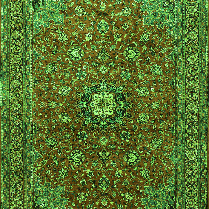 Serging Thickness of Machine Washable Medallion Green Traditional Area Rugs, wshtr2146grn