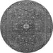 Machine Washable Medallion Gray Traditional Rug, wshtr2146gry