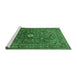 Sideview of Machine Washable Medallion Emerald Green Traditional Area Rugs, wshtr2146emgrn