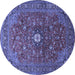 Round Medallion Blue Traditional Rug, tr2146blu