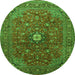 Machine Washable Medallion Green Traditional Area Rugs, wshtr2146grn