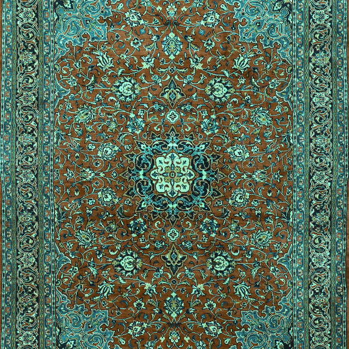 Machine Washable Medallion Turquoise Traditional Area Rugs, wshtr2146turq