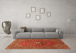 Machine Washable Medallion Orange Traditional Area Rugs in a Living Room, wshtr2146org