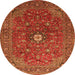 Machine Washable Medallion Orange Traditional Area Rugs, wshtr2146org