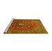 Sideview of Machine Washable Medallion Yellow Traditional Rug, wshtr2146yw