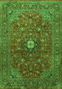 Medallion Green Traditional Rug, tr2146grn