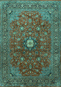 Medallion Turquoise Traditional Rug, tr2146turq