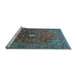 Sideview of Machine Washable Medallion Light Blue Traditional Rug, wshtr2146lblu