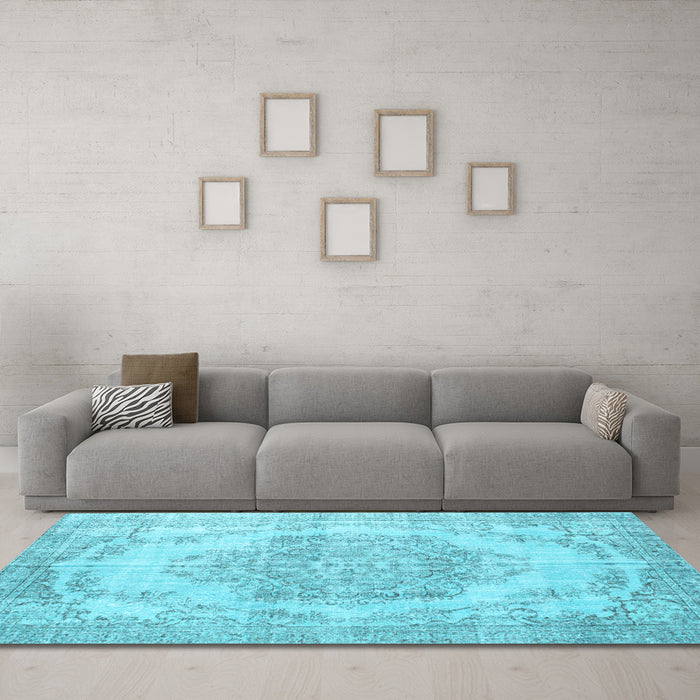 Machine Washable Persian Light Blue Traditional Rug in a Living Room, wshtr2147lblu