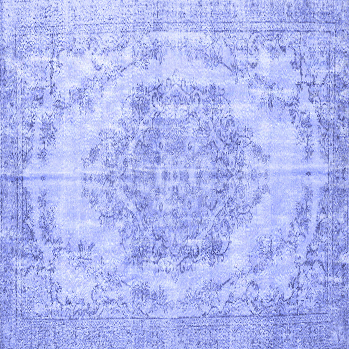 Square Machine Washable Persian Blue Traditional Rug, wshtr2147blu