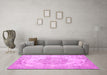 Machine Washable Persian Pink Traditional Rug in a Living Room, wshtr2147pnk