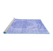 Sideview of Machine Washable Persian Blue Traditional Rug, wshtr2147blu