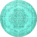 Round Persian Turquoise Traditional Rug, tr2147turq