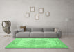 Machine Washable Persian Emerald Green Traditional Area Rugs in a Living Room,, wshtr2147emgrn