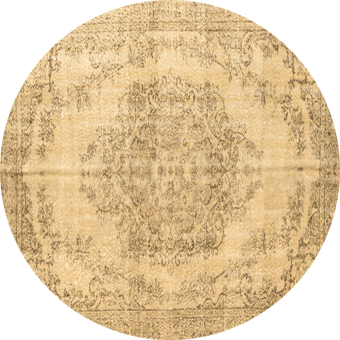 Round Machine Washable Persian Brown Traditional Rug, wshtr2147brn