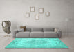 Machine Washable Persian Turquoise Traditional Area Rugs in a Living Room,, wshtr2147turq