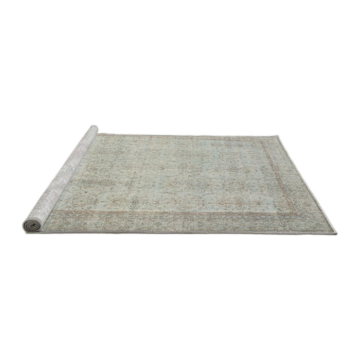 Sideview of Machine Washable Traditional Grey Gray Rug, wshtr2148