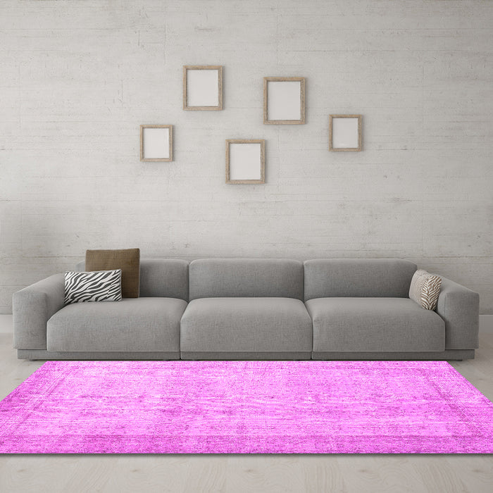 Machine Washable Persian Pink Traditional Rug in a Living Room, wshtr2148pnk
