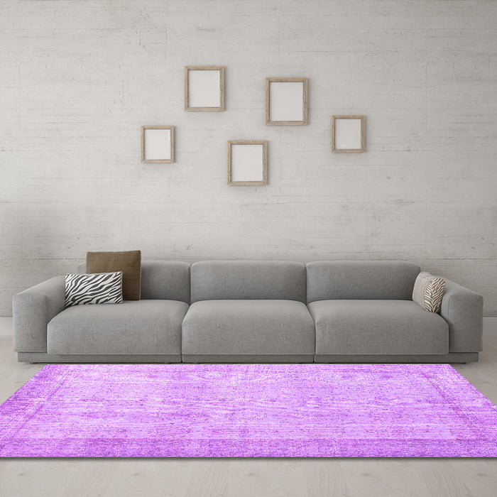 Machine Washable Persian Purple Traditional Area Rugs in a Living Room, wshtr2148pur