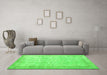 Machine Washable Persian Green Traditional Area Rugs in a Living Room,, wshtr2148grn