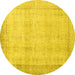 Round Machine Washable Persian Yellow Traditional Rug, wshtr2148yw