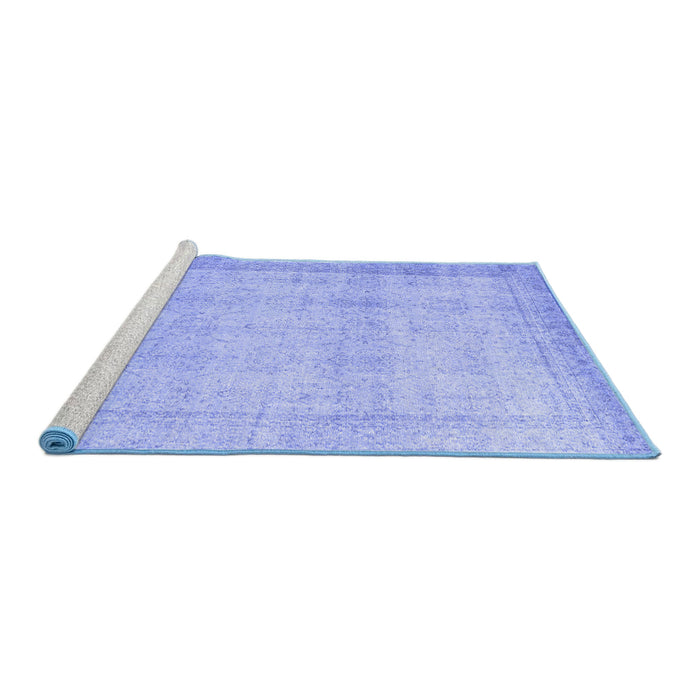 Sideview of Machine Washable Persian Blue Traditional Rug, wshtr2148blu