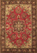 Machine Washable Medallion Brown Traditional Rug, wshtr2149brn