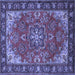 Square Medallion Blue Traditional Rug, tr2149blu