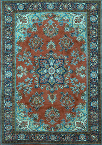 Medallion Light Blue Traditional Rug, tr2149lblu