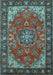 Medallion Light Blue Traditional Rug, tr2149lblu