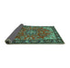 Sideview of Medallion Turquoise Traditional Rug, tr2149turq