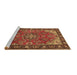Sideview of Machine Washable Medallion Brown Traditional Rug, wshtr2149brn